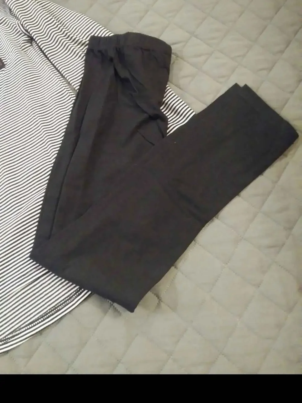 Girls Striped 'LOVE' Top and Black Leggings Matching Set